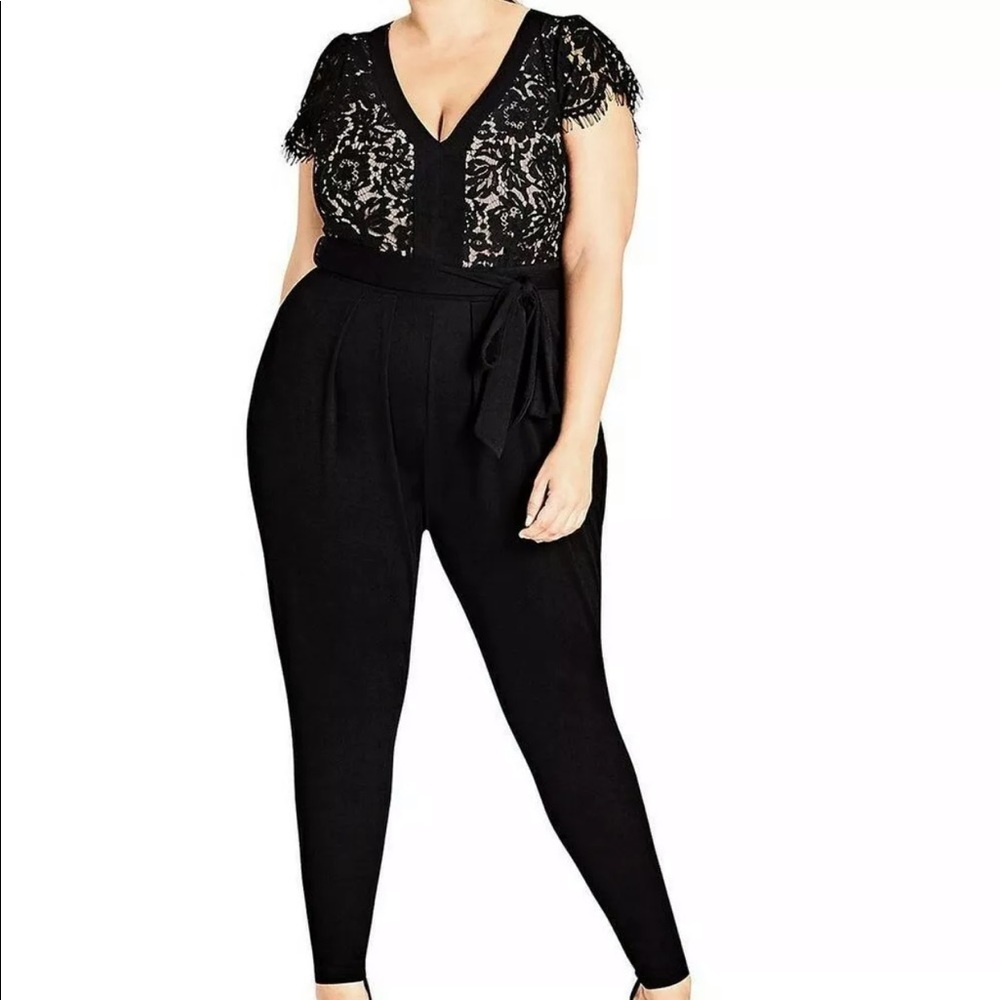 City Chic Black Lace Jumpsuit L/20
